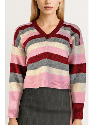 Camisola de Malha Riscas Bordeaux - SAHOCO