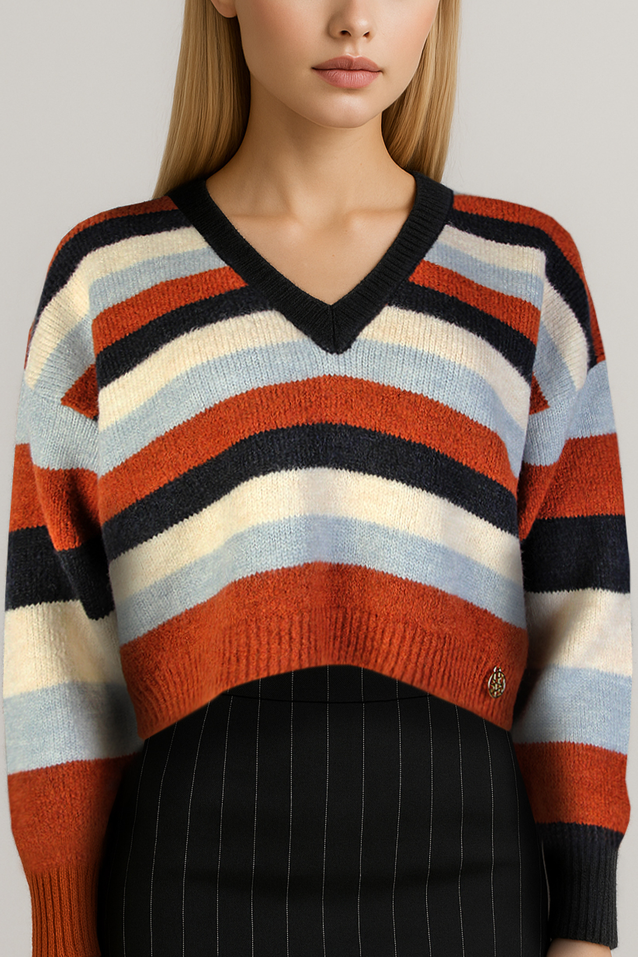 Camisola de Malha Riscas Telha - SAHOCO  1