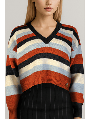 Camisola de Malha Riscas Telha - SAHOCO 