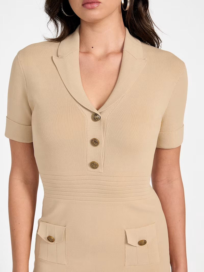 Vestido FELICITY Manga Curta Bege - Guess 2