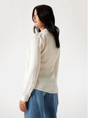 Camisa MARTHE Logo Gravado Creme - Guess