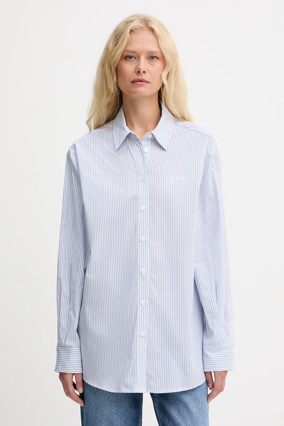 Camisa LAURIANE com Riscas Oversize Azul - Guess  1
