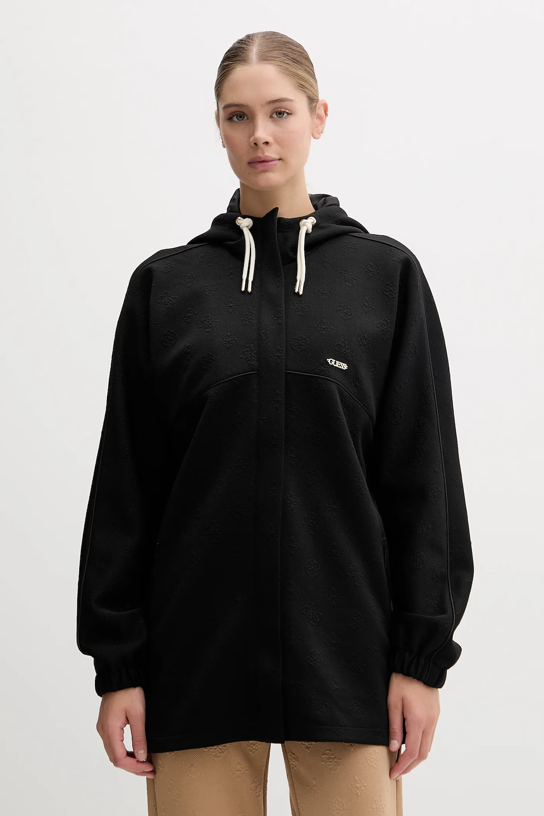 Casaco Comprido Desportivo Logo Gravado Preto - Guess  1