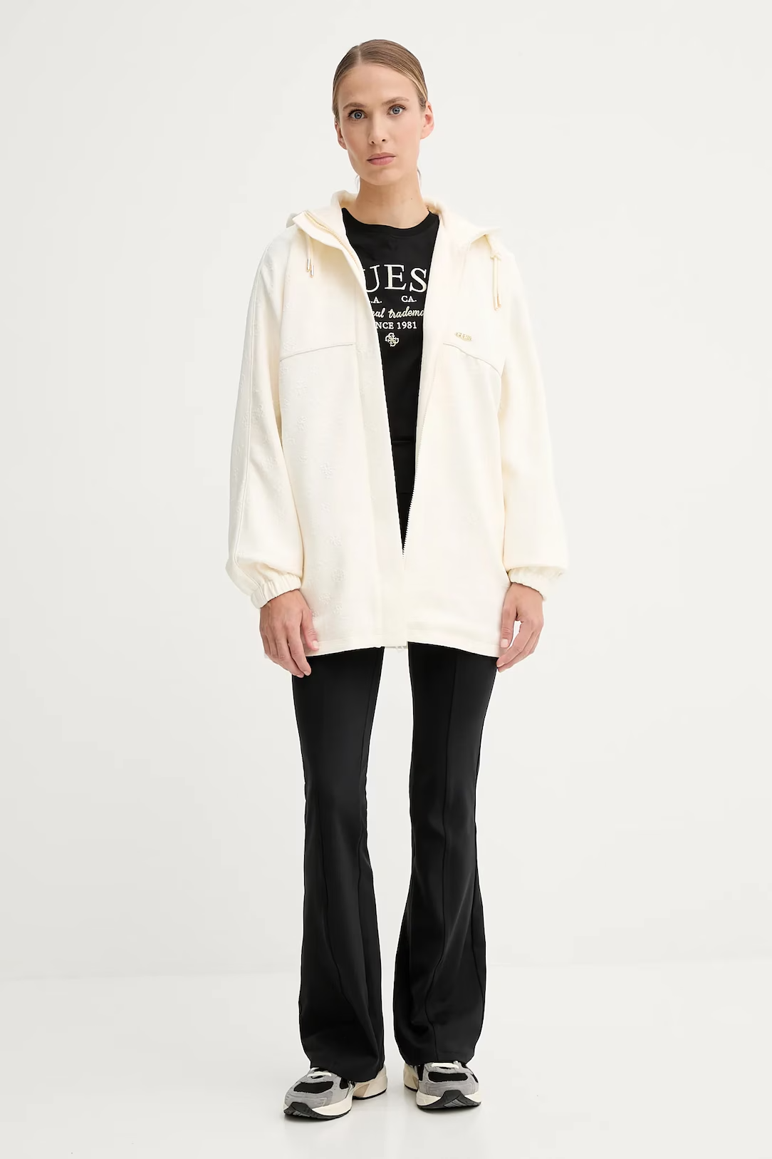 Casaco Comprido Desportivo Logo Gravado Branco - Guess  3