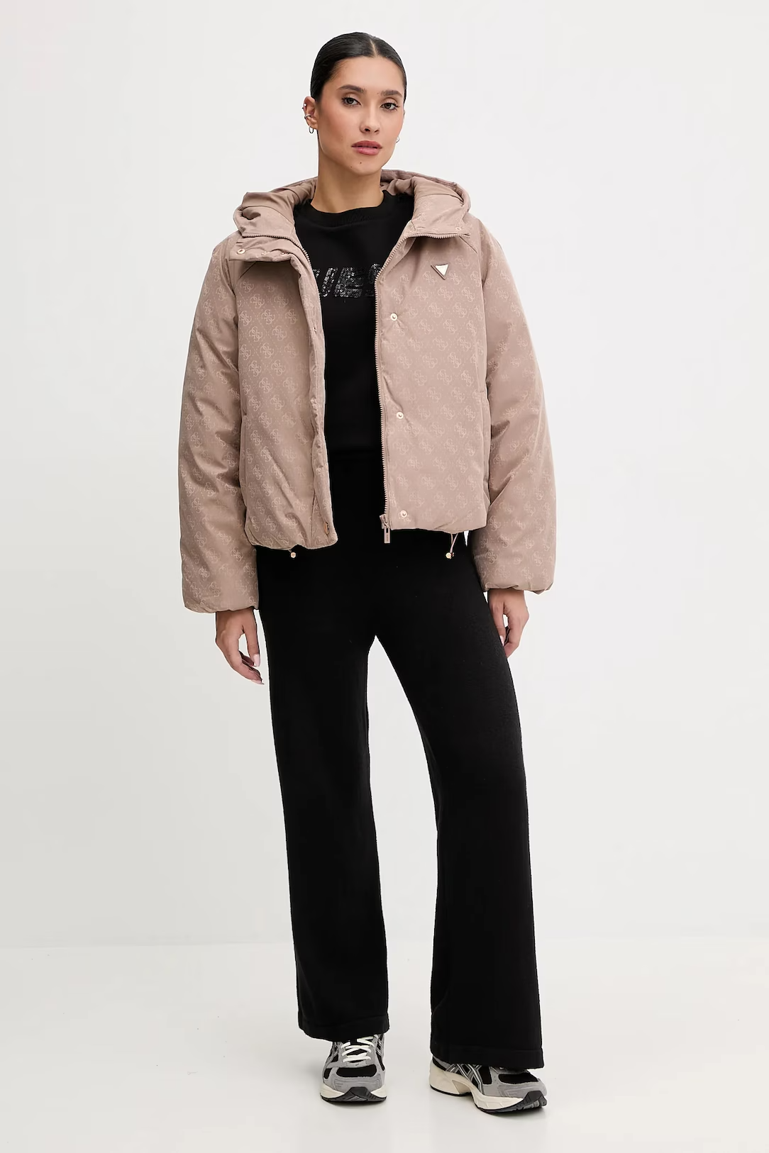 Casaco Puffer Logo Taupe - Guess 5