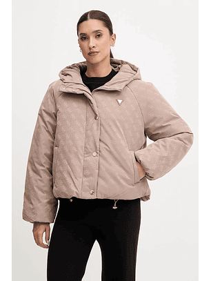 Casaco Puffer Logo Taupe - Guess