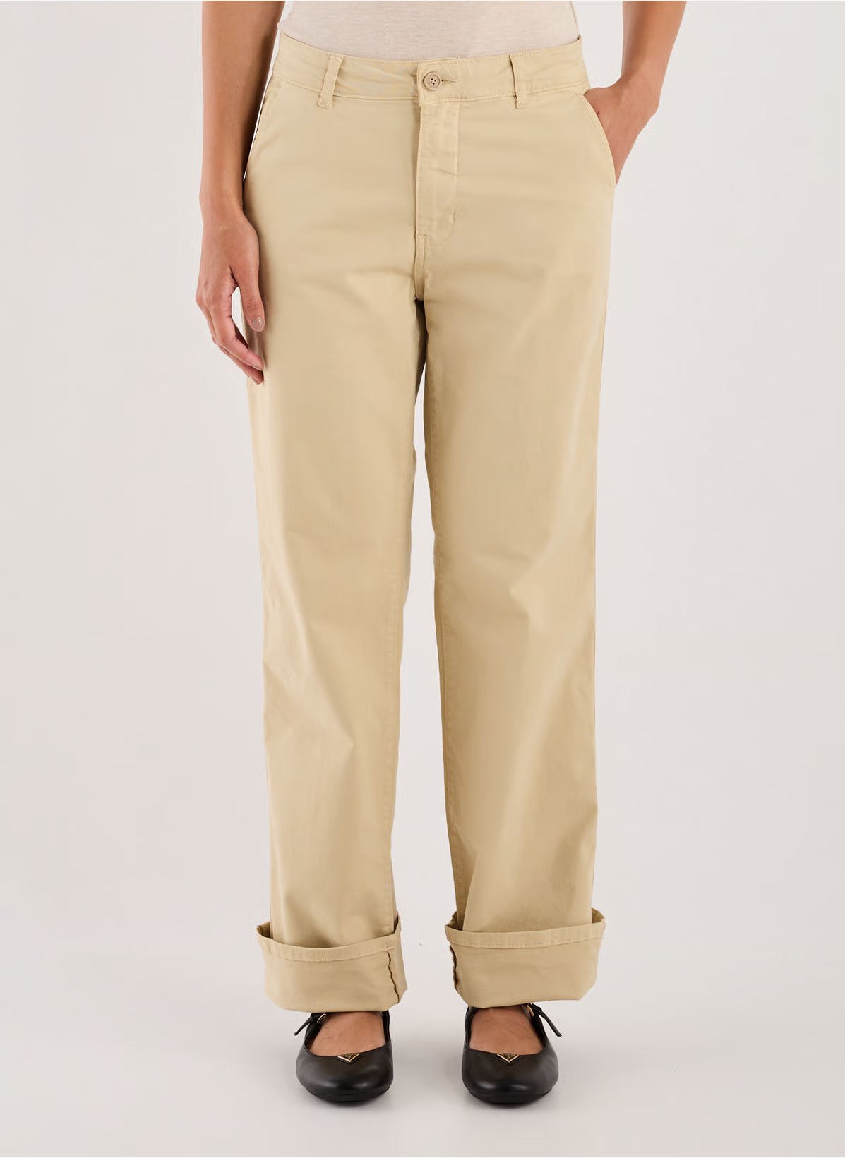 Calças Chino Perna Direita Beje - Guess Jeans 1