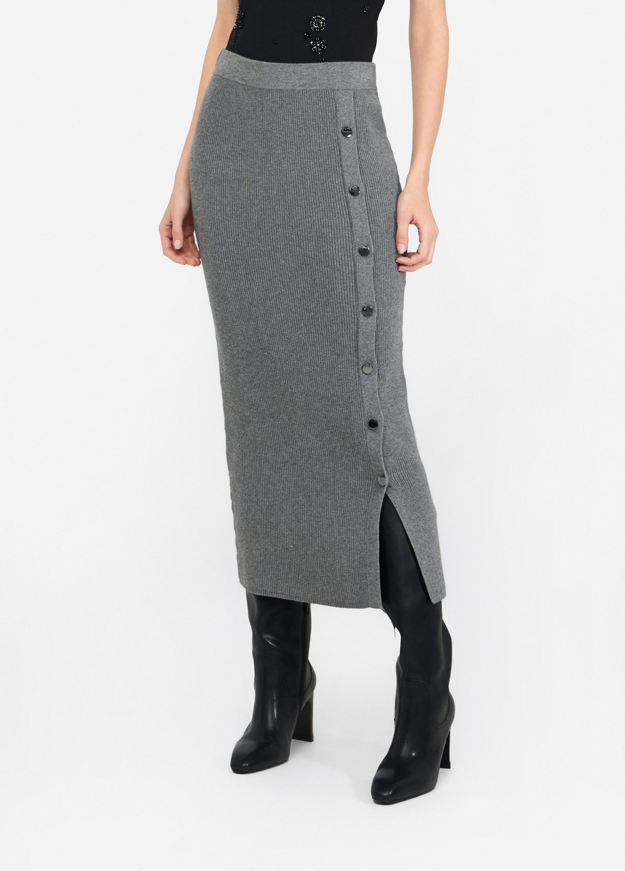 Saia em Malha Canelada Cinza  - LIU JO  1