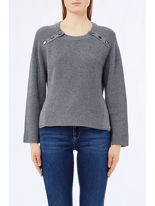 Camisola em Malha Canelada Cinza  - LIU JO