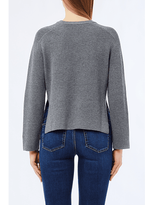 Camisola em Malha Canelada Cinza  - LIU JO