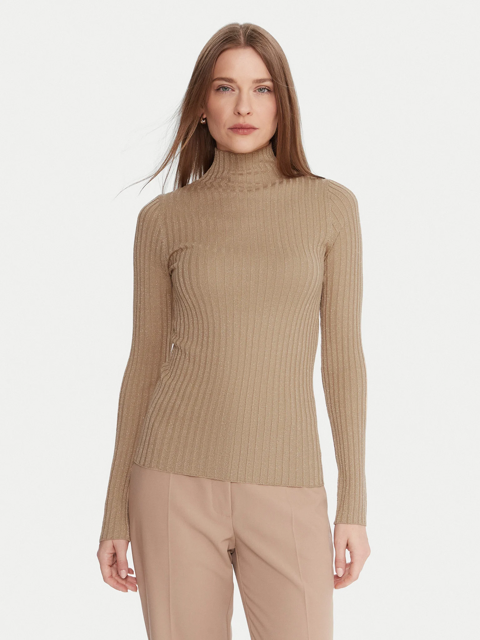 Camisola de Malha Gola Subida Dourado Metalizado - LIU JO  1