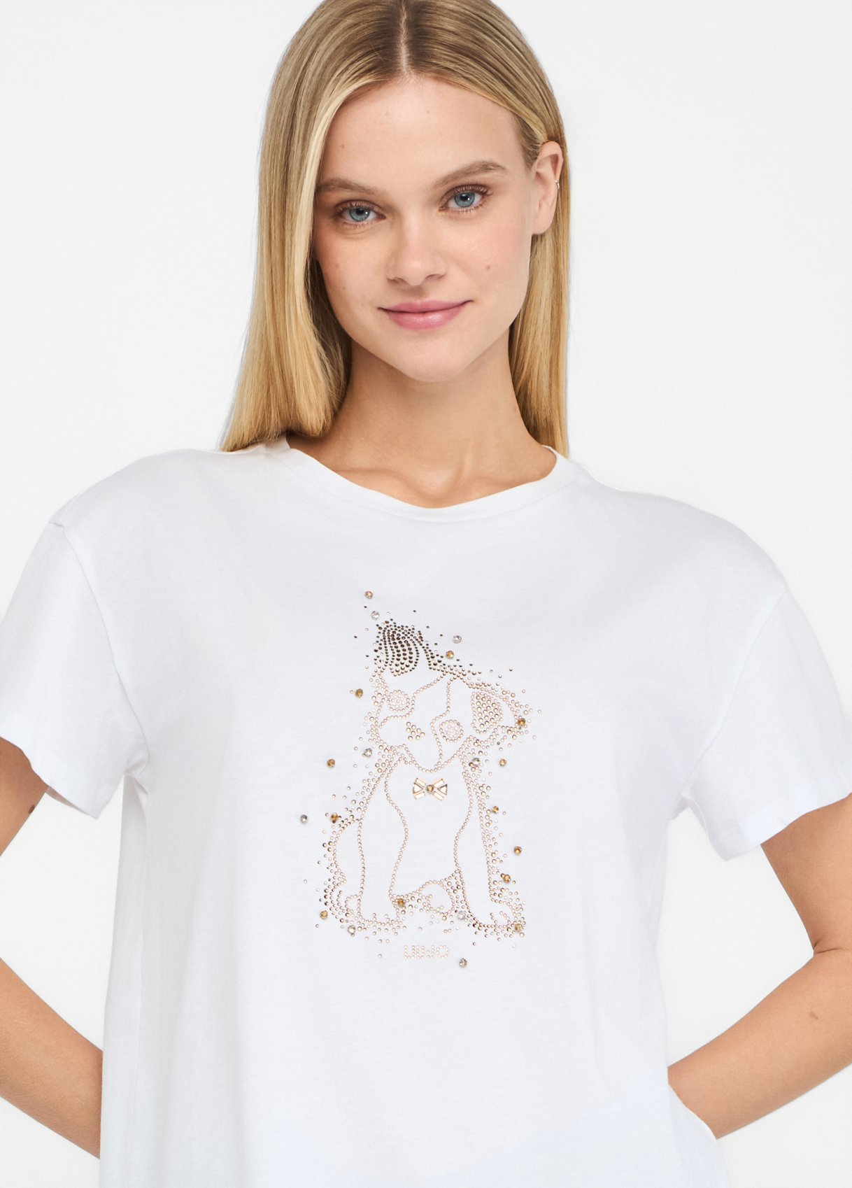 T-shirt Bull Dog Branca com Dourado - LIU JO  3