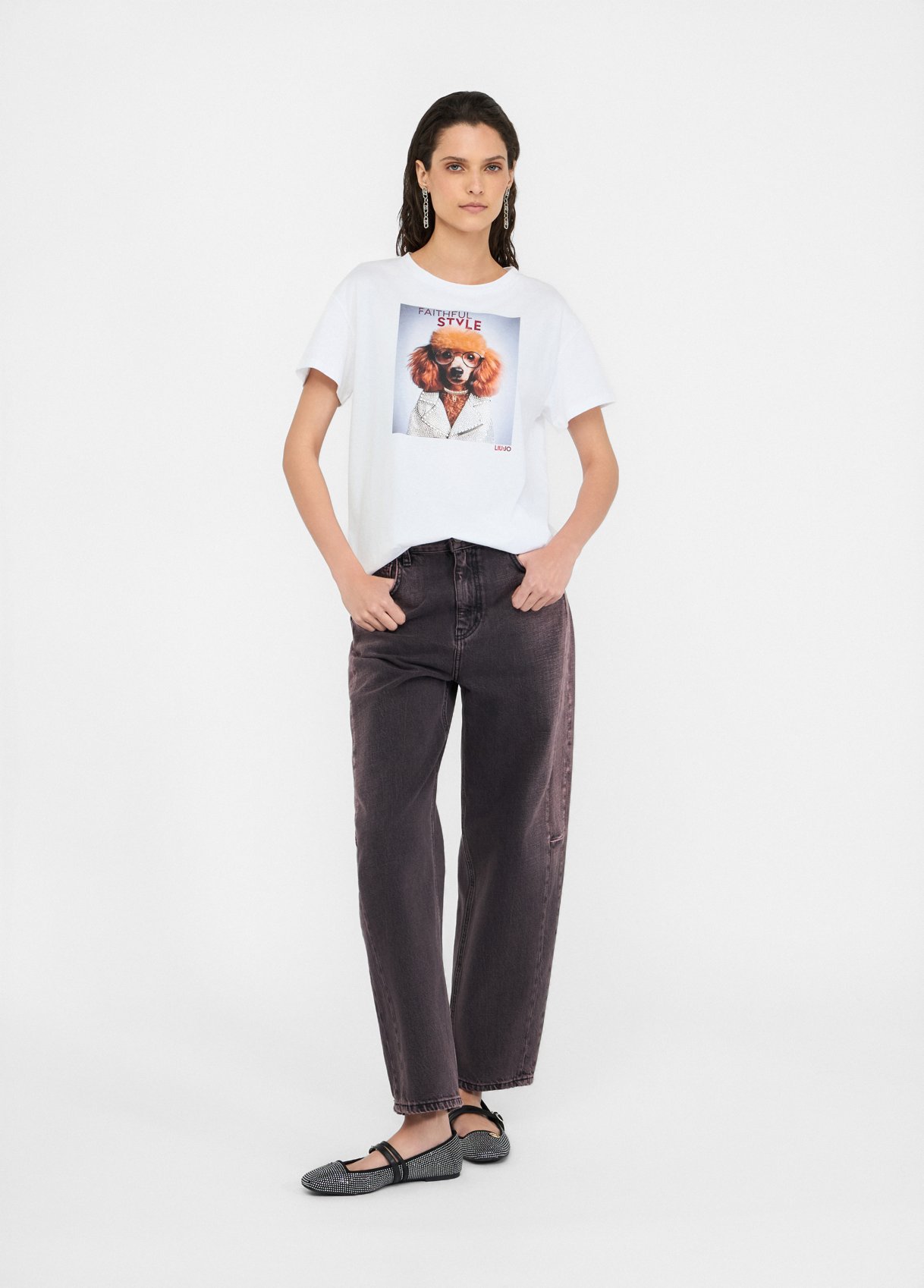 T-shirt Branca Poodle com Strass  - LIU JO  4