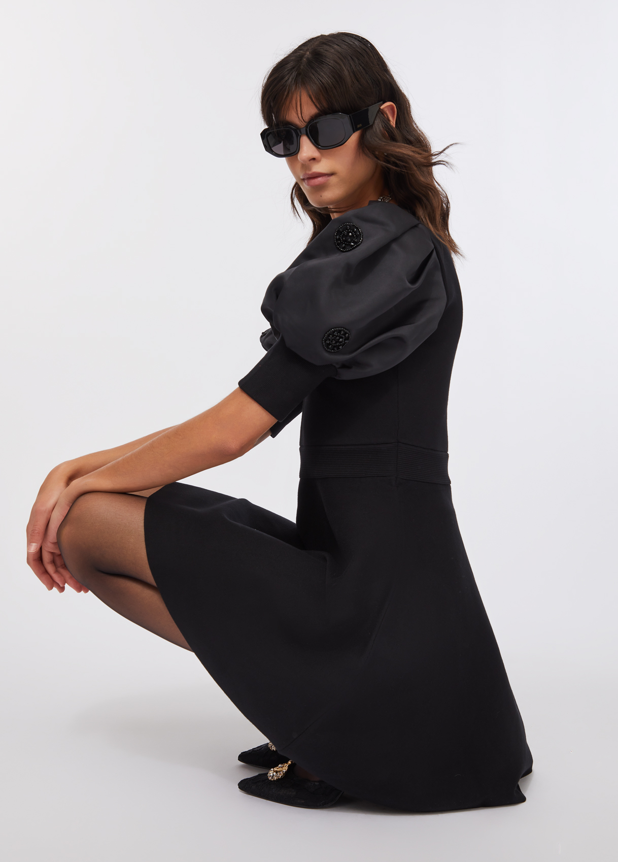 Vestido Preto em Malha Manga Balão - LIU JO  2