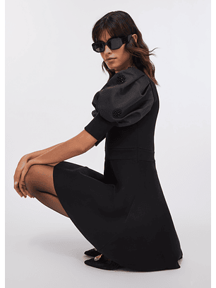 Vestido Preto em Malha Manga Balão - LIU JO 