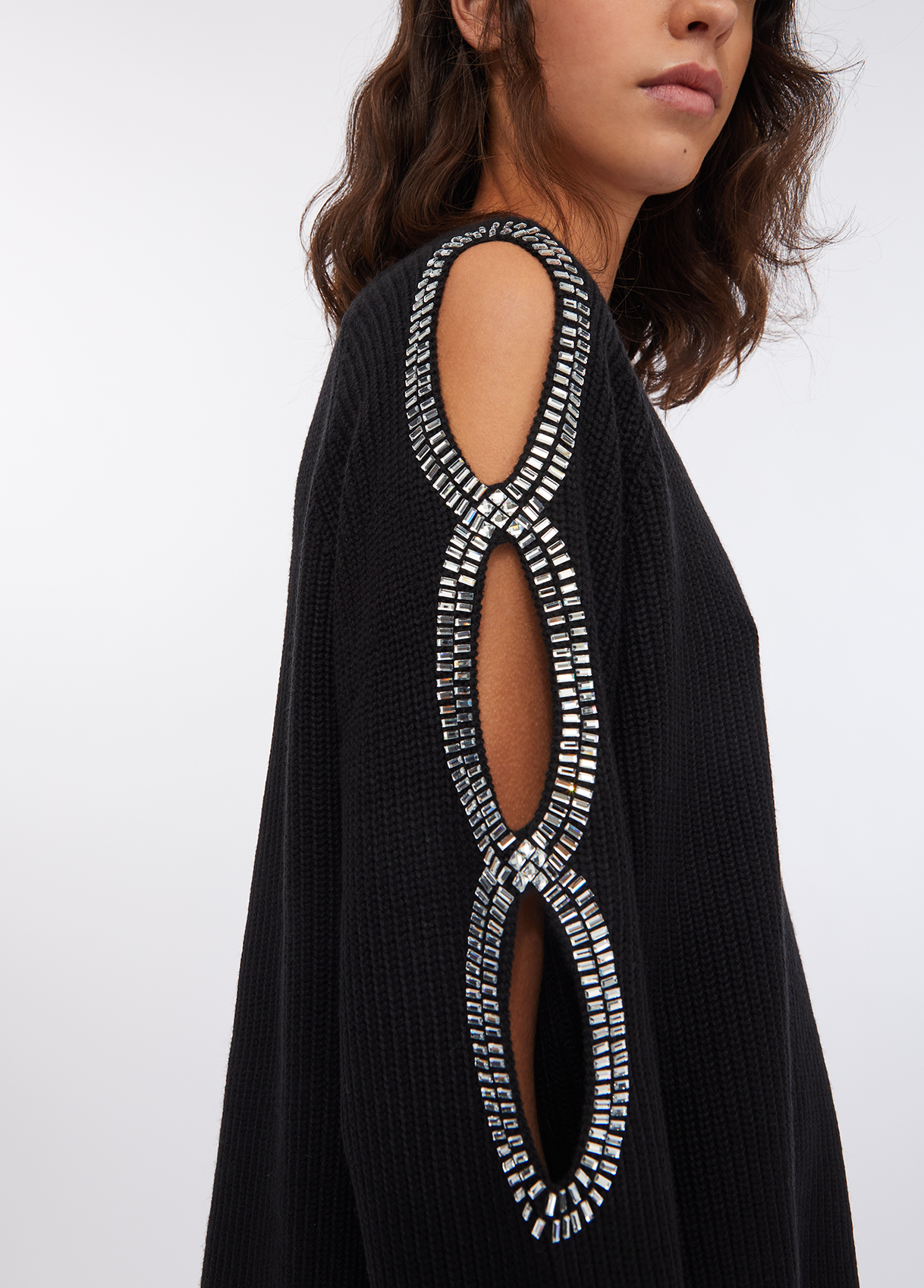 Camisola Oversized Malha Preta com Strass - LIU JO  3