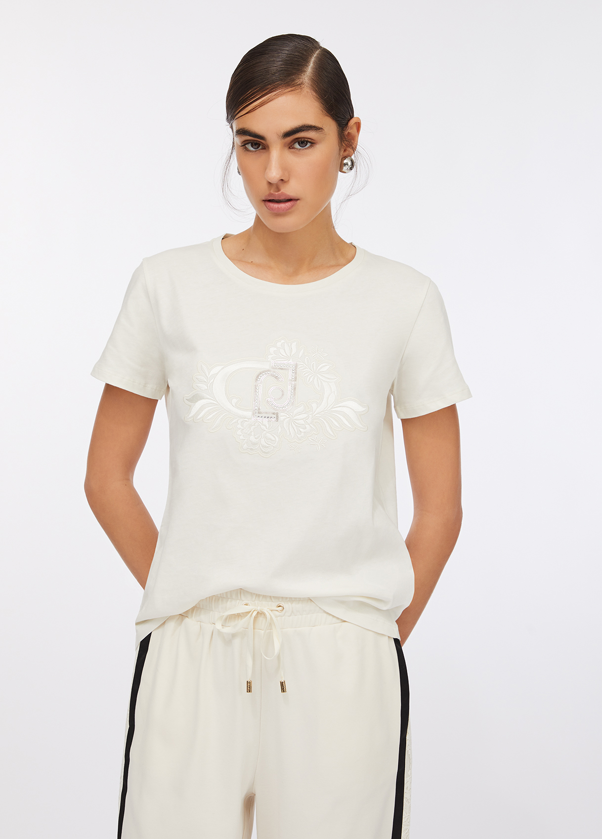 T-shirt Branca com Bordado e Lantejoulas - LIU JO 1