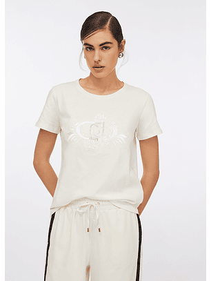 T-shirt Branca com Bordado e Lantejoulas - LIU JO 