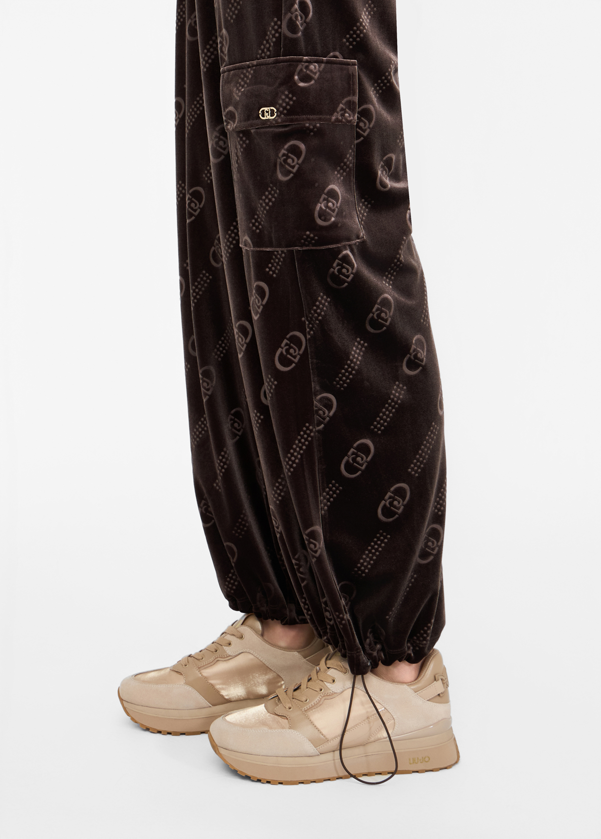 Calças Castanho em Veludo com Logo - LIU JO  5