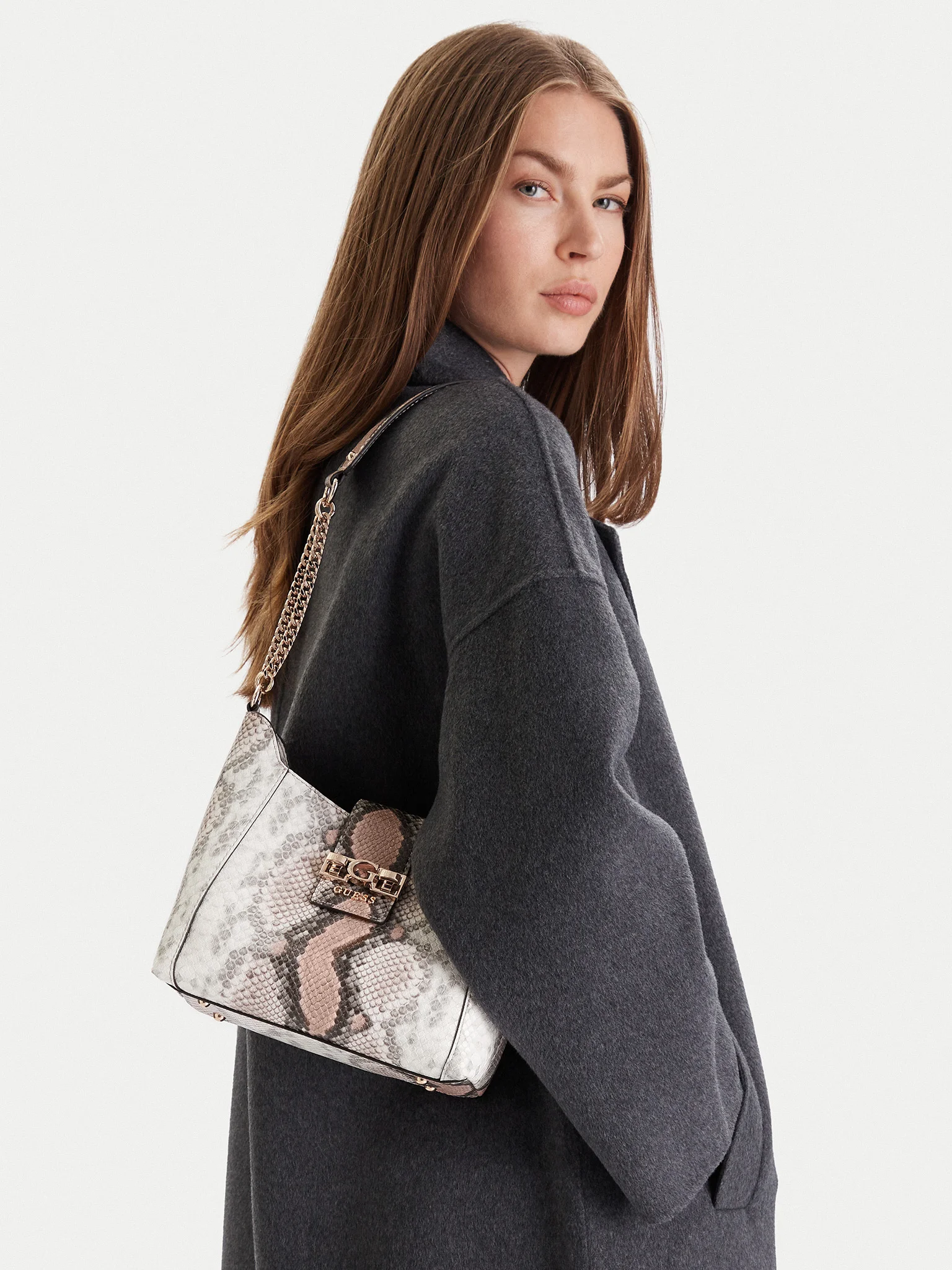 Mala de Ombro Jana Cobra Cinza - Guess 4