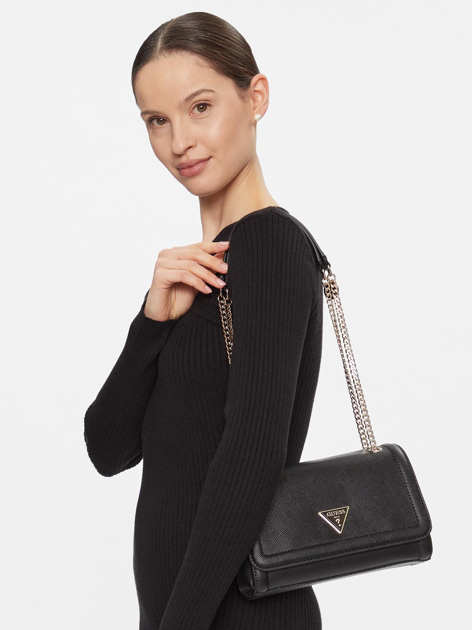 Crossbody/Mala de Ombro com Aba Noelle Preto - Guess  6