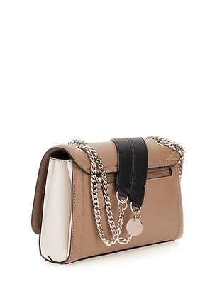 Crossbody/Mala de Ombro com Aba Noelle Tricolor Bege - Guess