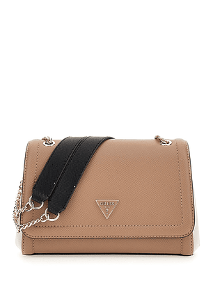 Crossbody/Mala de Ombro com Aba Noelle Tricolor Bege - Guess