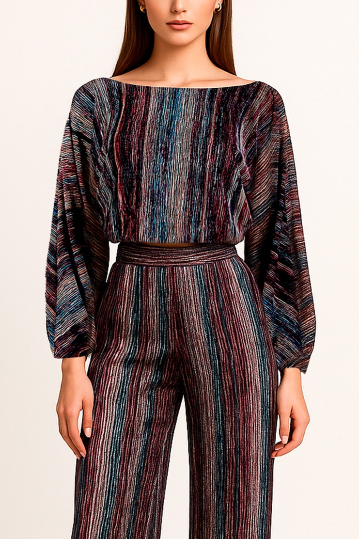 Blusa em Veludo Riscas Bordeaux - SAHOCO 1