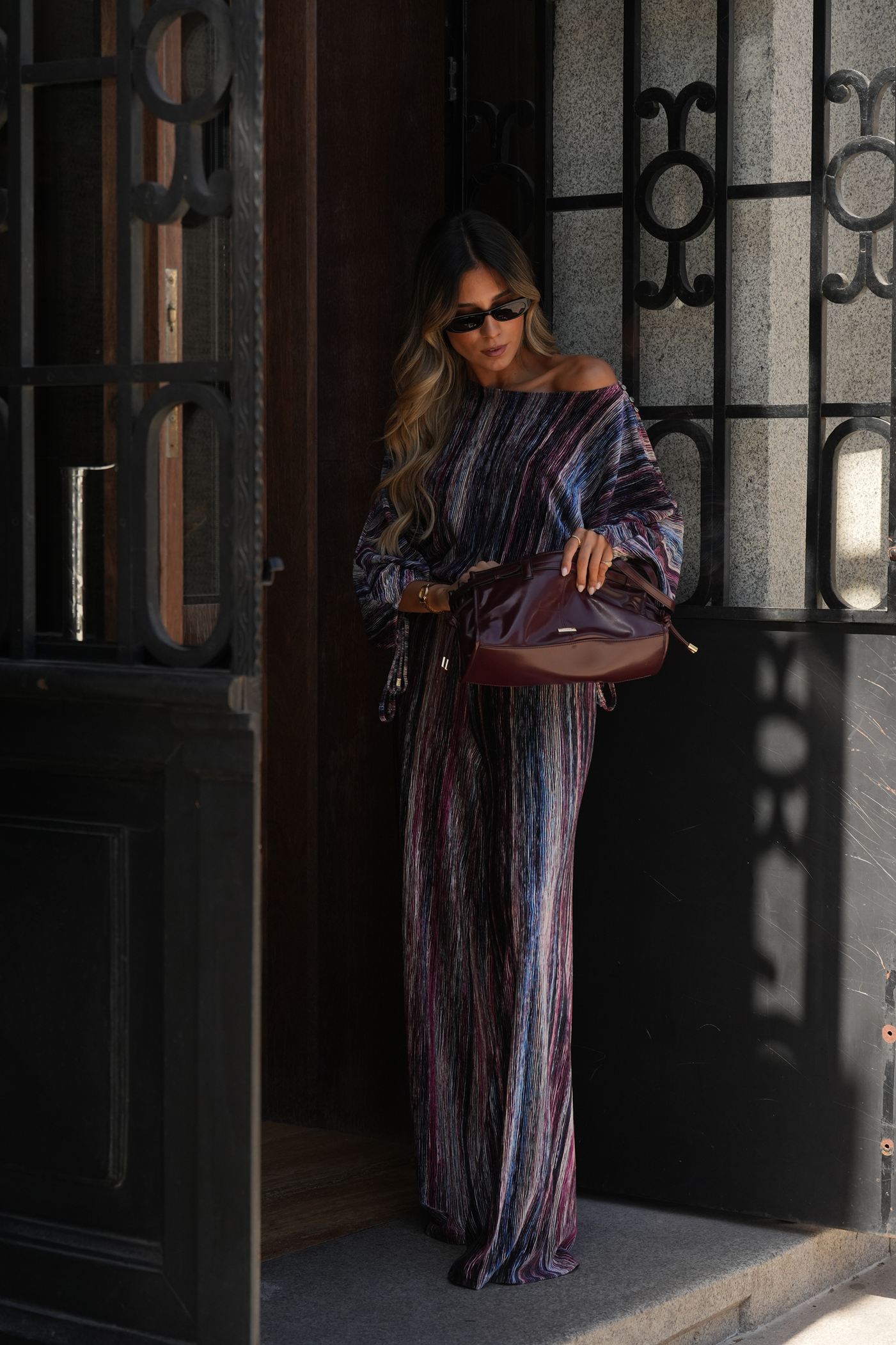 Blusa em Veludo Riscas Bordeaux - SAHOCO 3