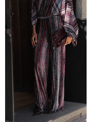 Calças em Veludo Riscas Bordeaux - SAHOCO 