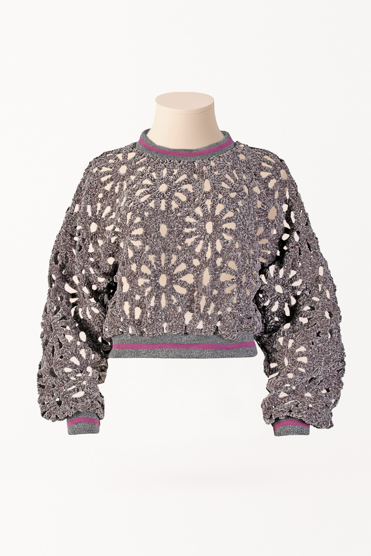 Sweat em Veludo Recortada Cinza - SAHOCO 4