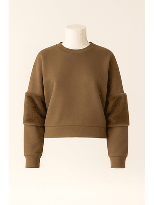 Camisola com Pelo nas Mangas Castanho - SAHOCO