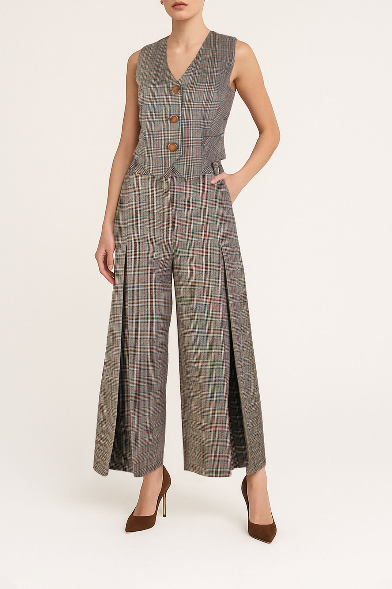 Colete Príncipe de Gales Castanho - SAHOCO  5