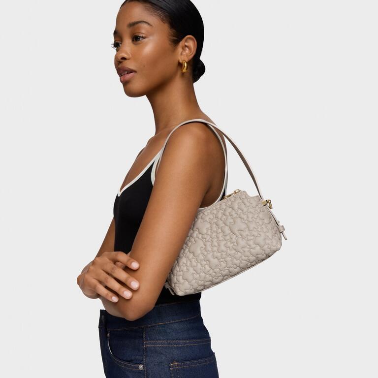 Mala Pequena de Ombro Puffy Bear Taupe - Tous  8