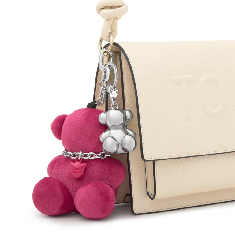 Pendente Urso Grande Veludo Rosa - Tous  2