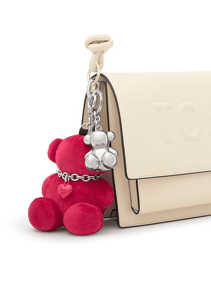 Pendente Urso Grande Veludo Rosa Magenta - Tous