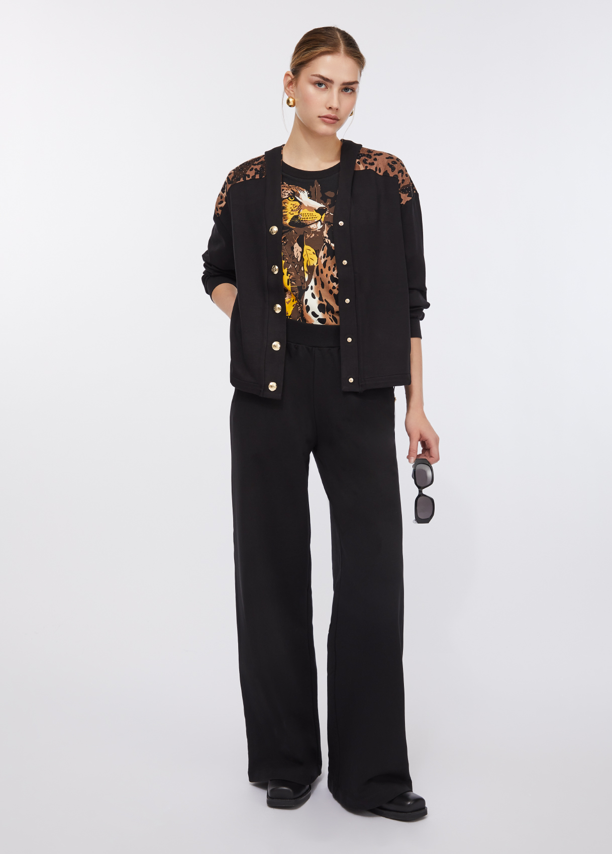 Casaco Preto com Animal Print  - LIU JO  3