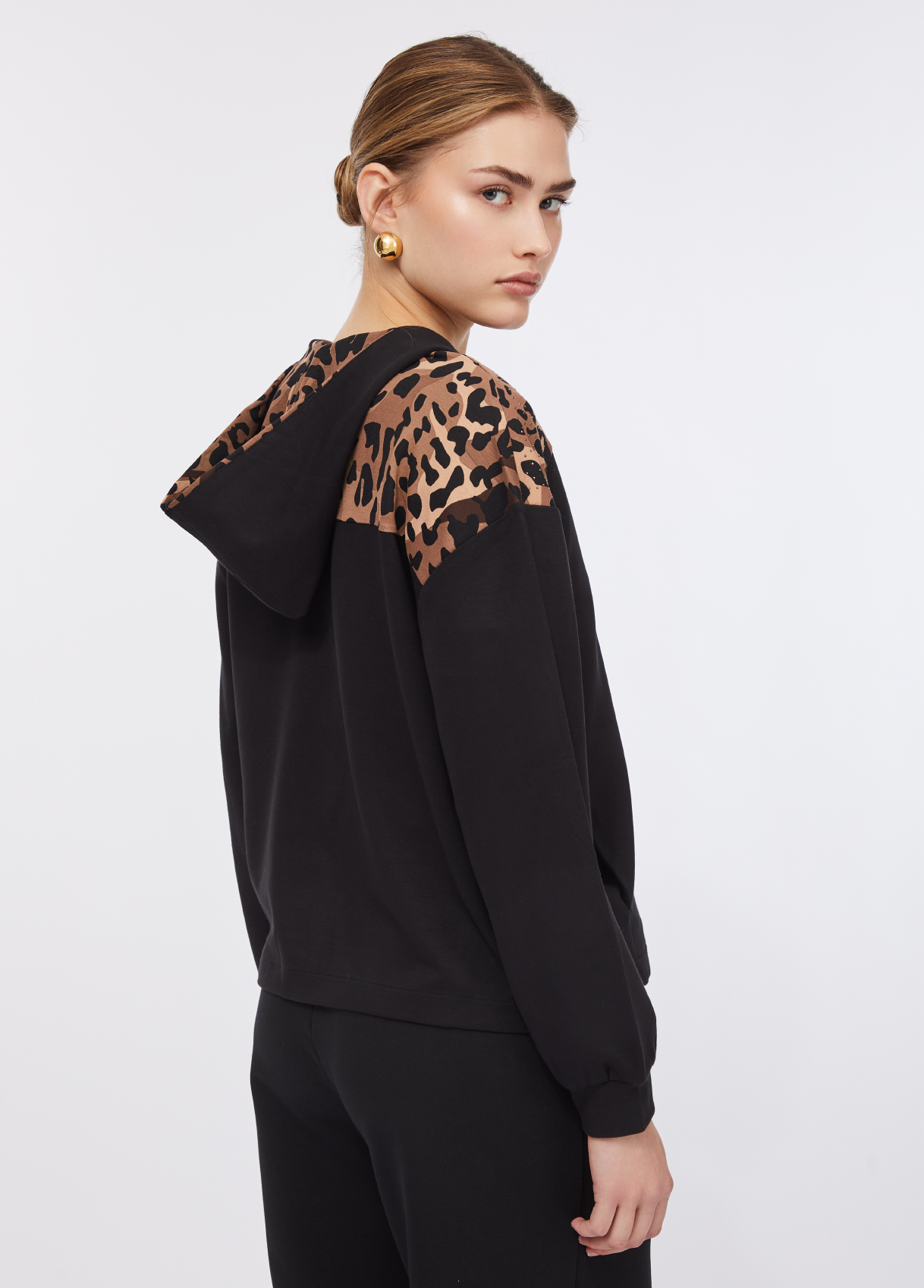 Casaco Preto com Animal Print  - LIU JO  2