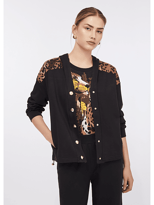 Casaco Preto com Animal Print  - LIU JO 