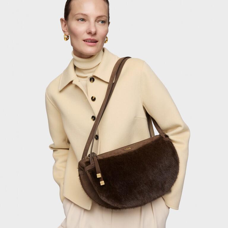 Mala de Ombro Halfmoon Pelo Castanho - Tous 5