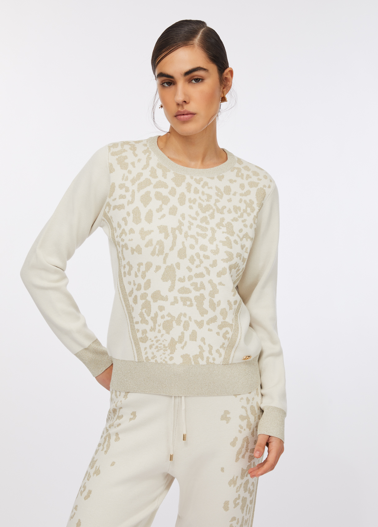 Camisola em Malha Branca com Animal Print - LIU JO  1