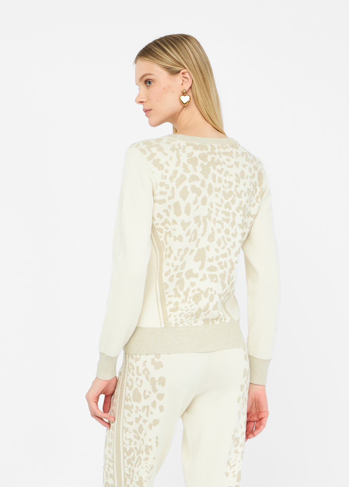Camisola em Malha Branca com Animal Print - LIU JO  2