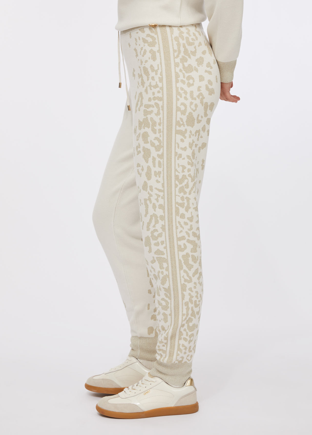 Calças em Malha Branca com Animal Print - LIU JO 2