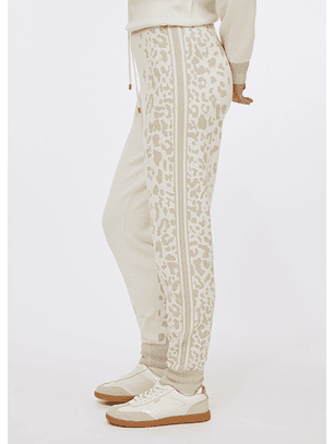 Calças em Malha Branca com Animal Print - LIU JO