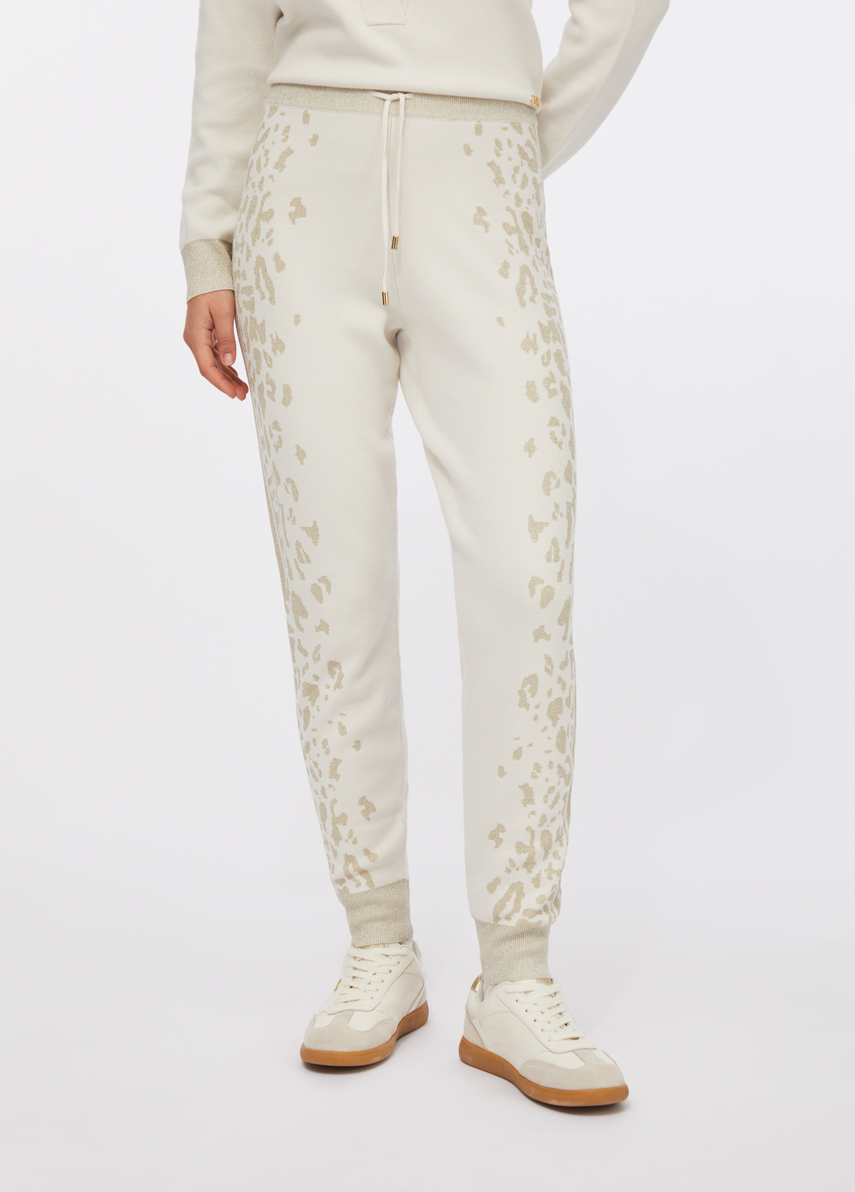 Calças em Malha Branca com Animal Print - LIU JO 1
