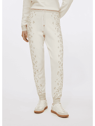 Calças em Malha Branca com Animal Print - LIU JO