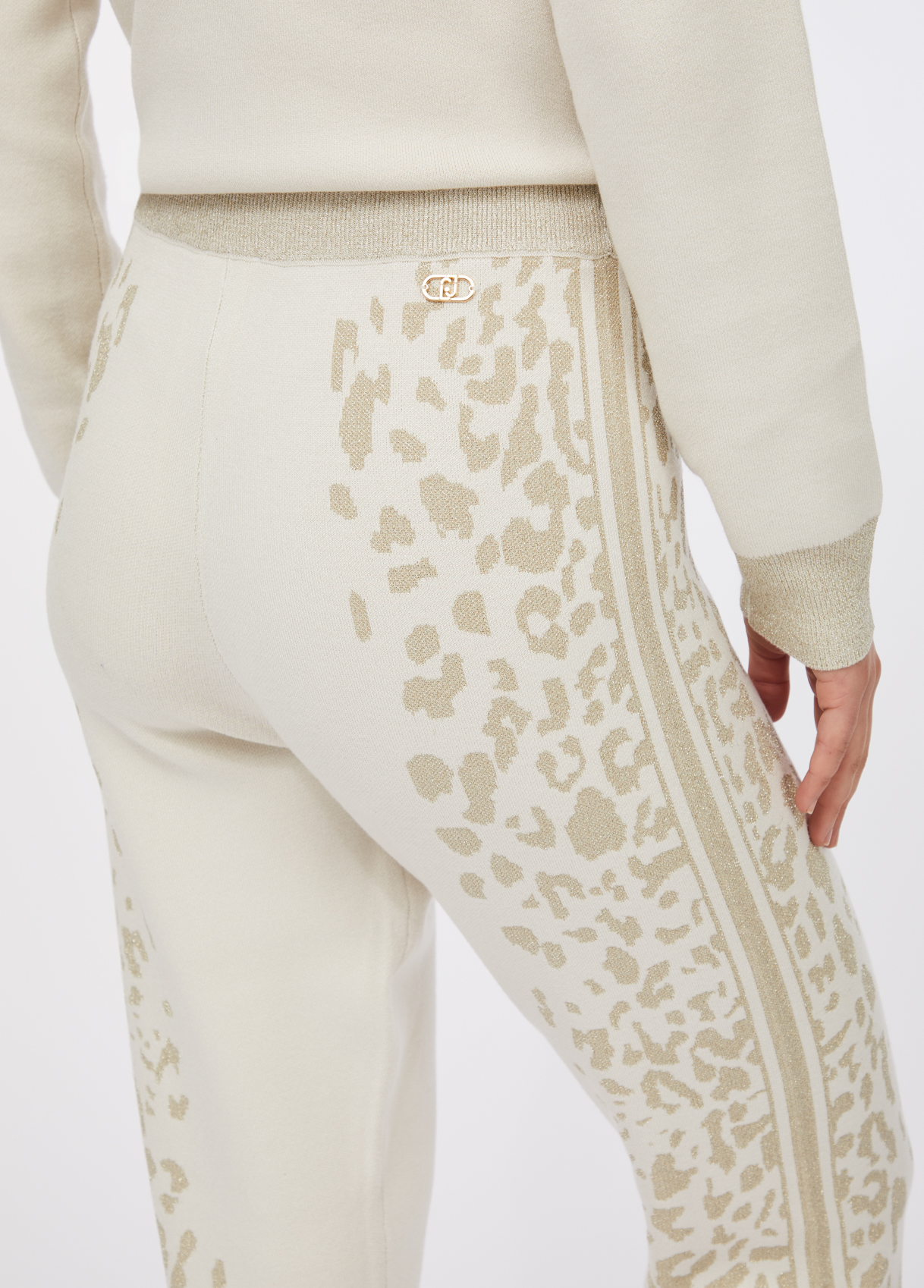 Calças em Malha Branca com Animal Print - LIU JO 4