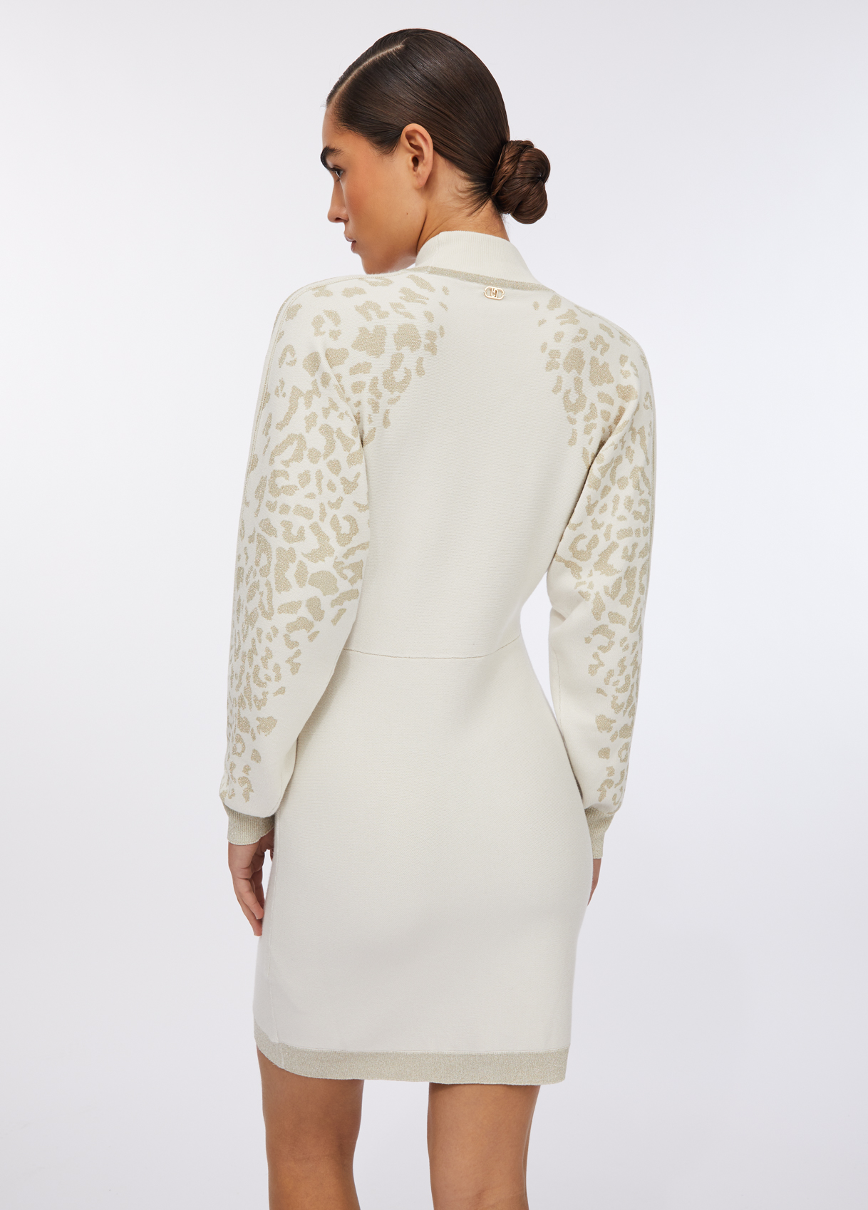 Vestido de Malha Branca com Animal Print - LIU JO 3