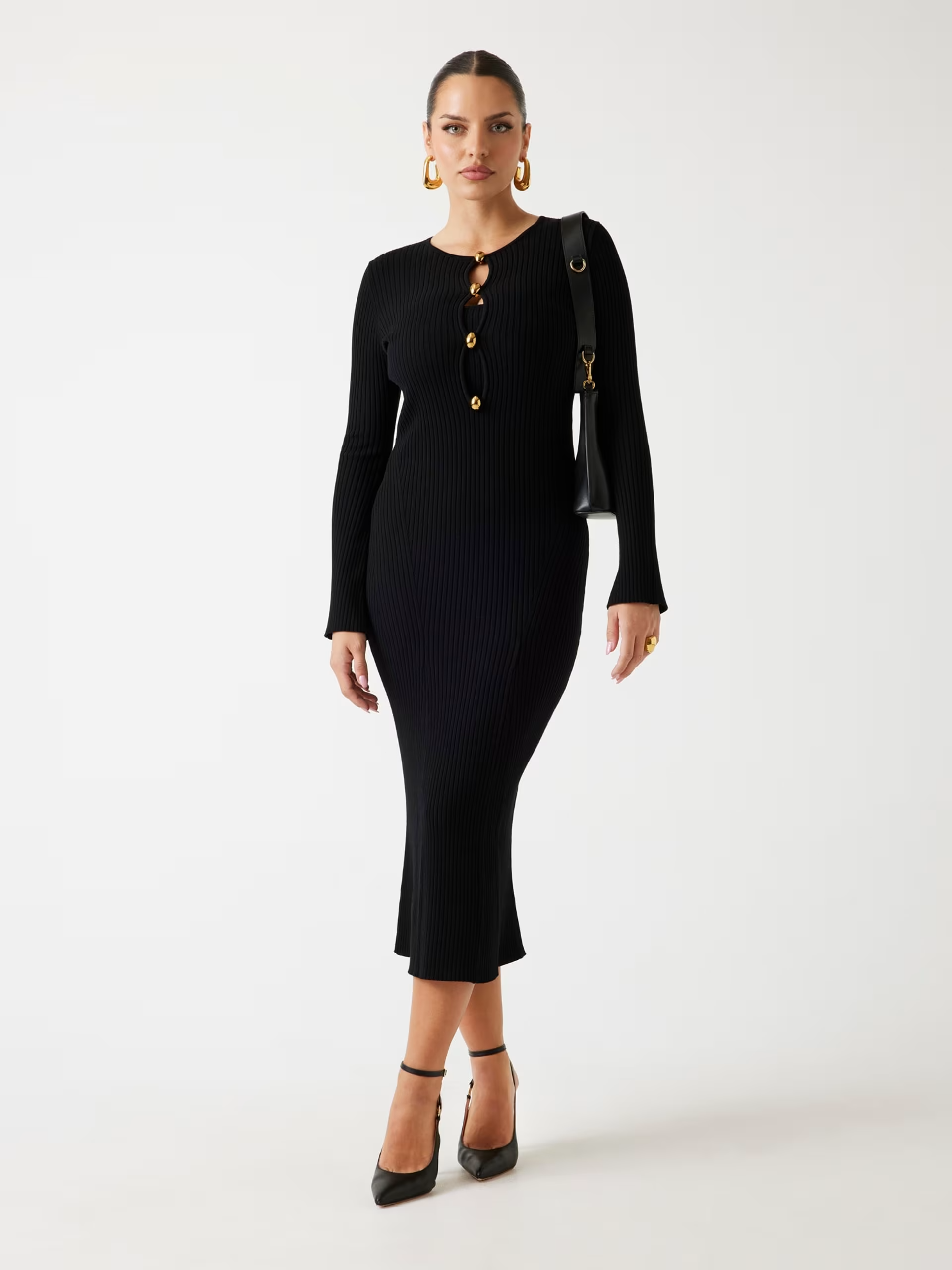 Vestido AGATHE em Malha Comprido Preto - Guess Marciano 1