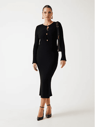 Vestido AGATHE em Malha Comprido Preto - Guess Marciano